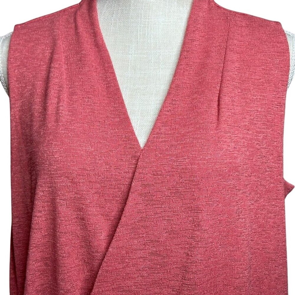 Liz Claiborne Top Chatleston Pink Criss Cross Wrap V neck Business Size Medium - Picture 4 of 11